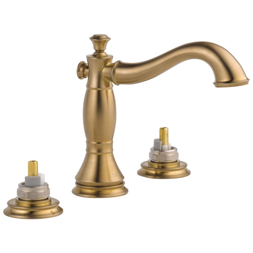 Qty (1): Delta Cassidy Two Handle Widespread Bathroom Faucet Less Handles in Champagne Bronze