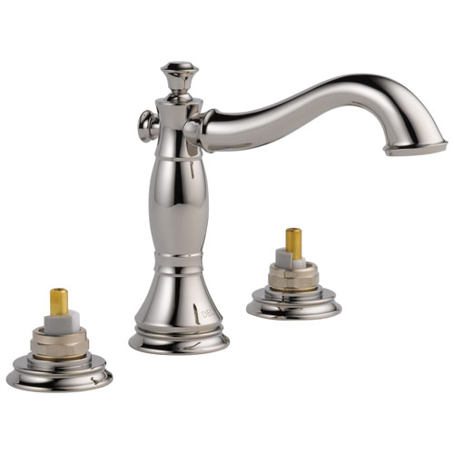 Qty (1): Delta Cassidy Two Handle Widespread Bathroom Faucet Less Handles in Polished Nickel