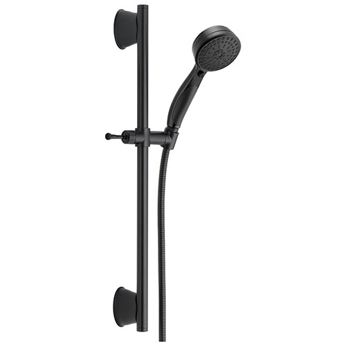 Qty (1): Delta Matte Black Finish 9 Setting ActivTouch Hand Shower with Slide Bar and Hose