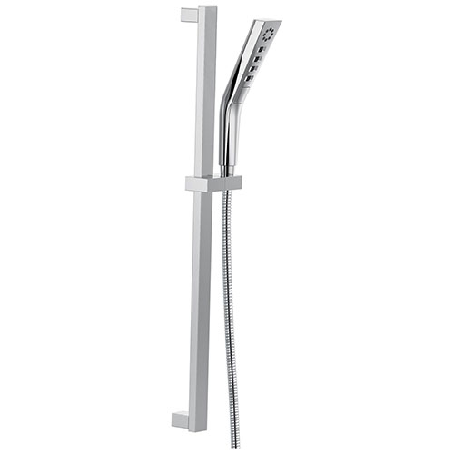 Delta Chrome Finish H2Okinetic Modern 3-Setting Slide Bar Hand Shower with Hose D51799