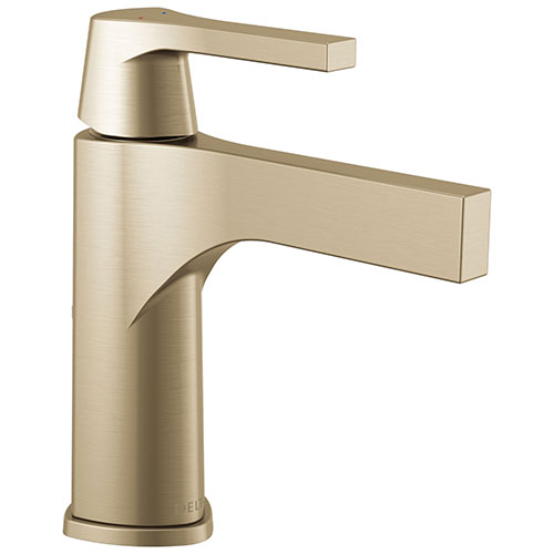 Delta Zura Champagne Bronze Finish Single Handle Bathroom Sink Faucet with Matching Drain D574CZMPUDST