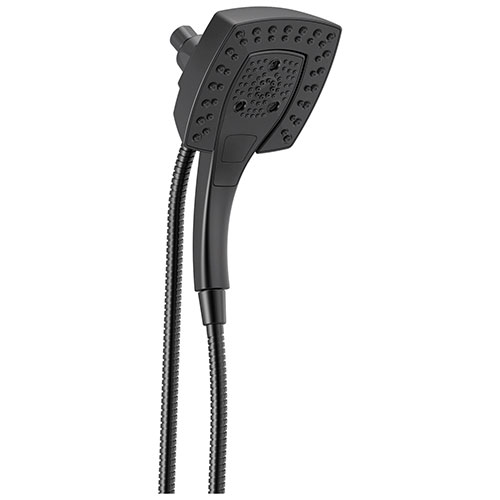 Qty (1): Delta Matte Black Finish H2Okinetic In2ition 5 Setting Modern Two in One Showerhead Hand Shower Combo