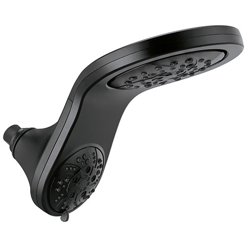 Qty (1): Delta Matte Black Finish HydroRain H2Okinetic 5 Setting Two in One Shower Head