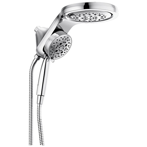 Delta Chrome Finish HydroRain H2Okinetic 5-Setting Two-in-One Shower Head and Hand Spray D58680