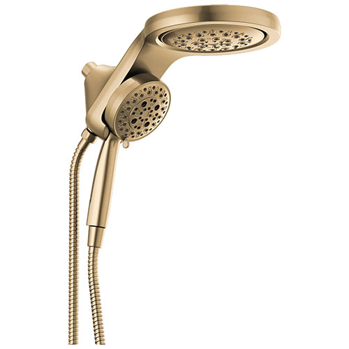 Delta Champagne Bronze Finish HydroRain H2Okinetic 5-Setting Two-in-One Shower Head and Hand Spray D58680CZ