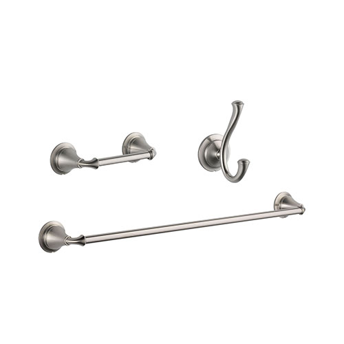 Delta Linden Stainless Steel Finish BASICS Bathroom Accessory Set Includes: 24