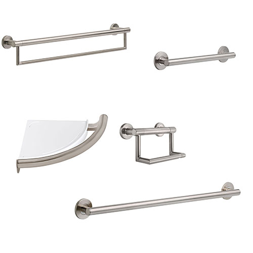 Delta Bath Safety Stainless Steel Finish DELUXE Accessory Set Includes: 18