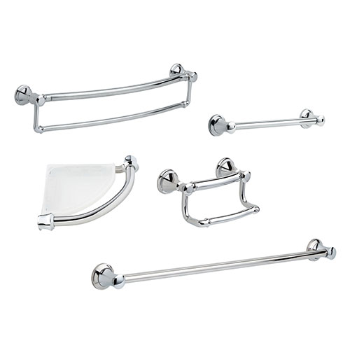 Delta Bath Safety Chrome DELUXE Bathroom Accessory Set Includes: 18