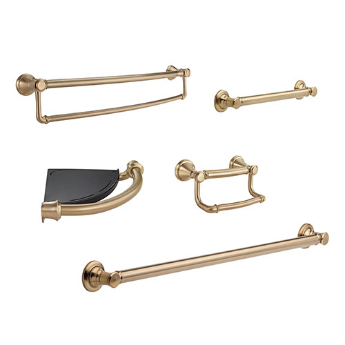 Delta Bath Safety Champagne Bronze DELUXE Bathroom Accessory Set with: 18