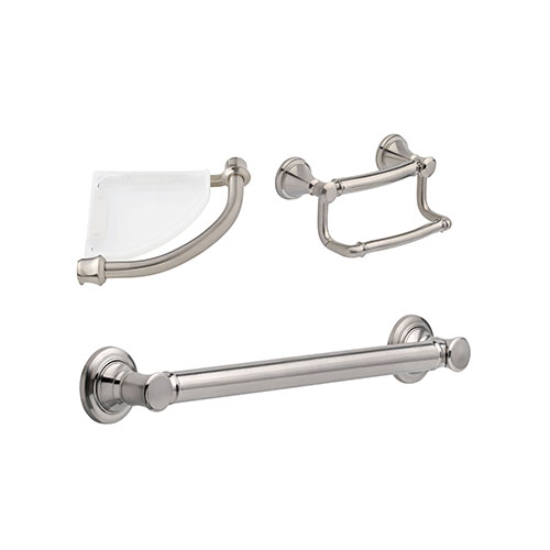 Delta Bath Safety Stainless Steel Finish BASICS Accessory Set Includes: 18