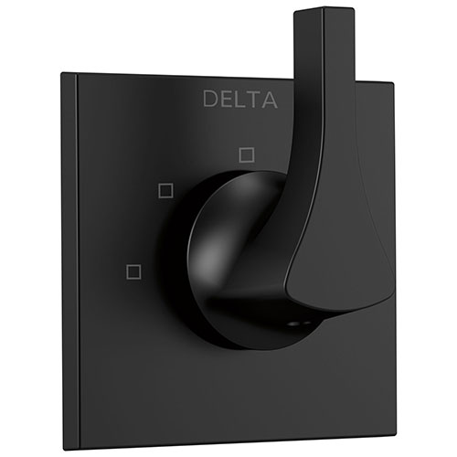 Delta Zura Matte Black Finish 3-Setting 2 Outlet Port Shower Diverter Includes Lever Handle and Rough-in Valve D3579V