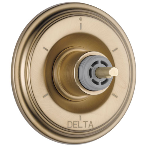 Qty (1): Delta Cassidy 6-Setting 3-Port Diverter Trim Less Handle in Champagne Bronze