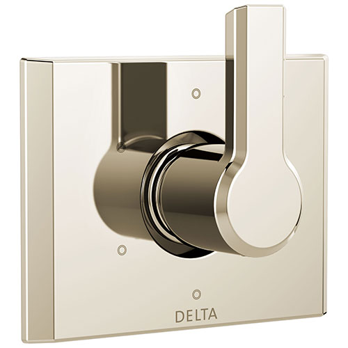 Delta Pivotal Modern Polished Nickel Finish 6-Setting 3 Outlet Port Shower System Diverter Includes Lever Handle and Rough-in Valve D3560V
