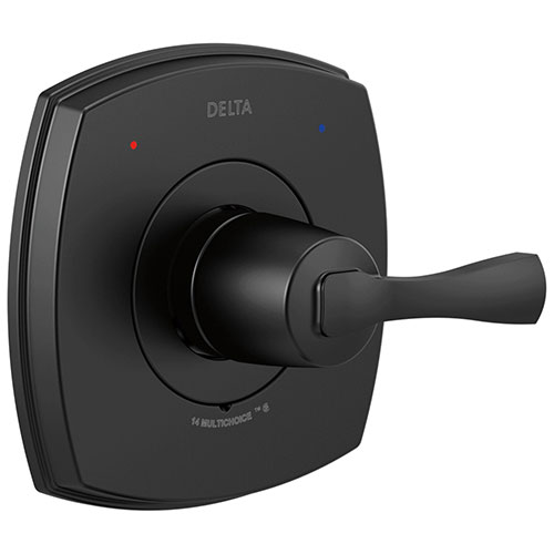 Qty (1): Delta Stryke Matte Black Finish 14 Series Single Lever Handle Shower Faucet Control Only Trim Kit