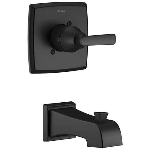 Delta Ashlyn Matte Black Finish Monitor 14 Series Wall Mount Tub only Faucet Trim Kit (Requires Valve) DT14164BL