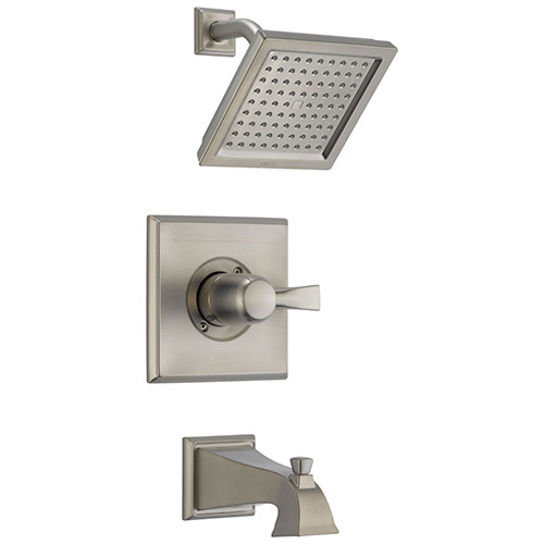Qty (1): Delta Dryden Stainless Steel Finish Monitor 14 Series Water Efficient Tub Shower Combination Faucet Trim Kit