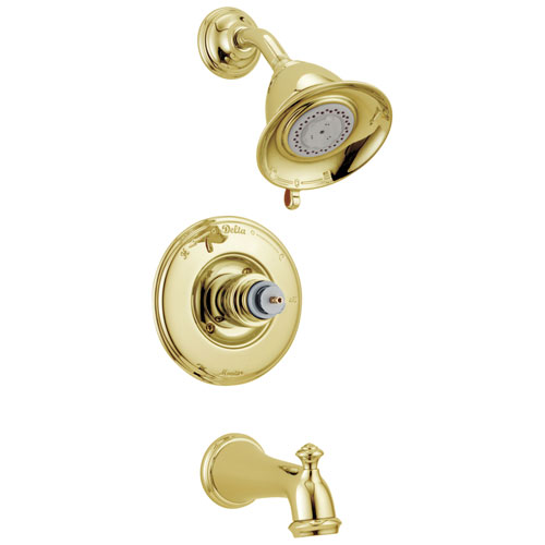 Qty (1): Delta Victorian Monitor 14 Series Tub & Shower Trim Less Handle in Polished Brass