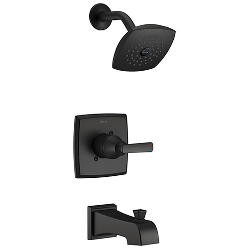 Delta Ashlyn Matte Black Finish Monitor 14 Series Tub and Shower Faucet Combination Trim Kit (Requires Valve) DT14464BL