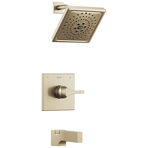 Qty (1): Delta Zura Champagne Bronze Finish Monitor 14 Series H2Okinetic Tub and Shower Combination Faucet Trim Kit