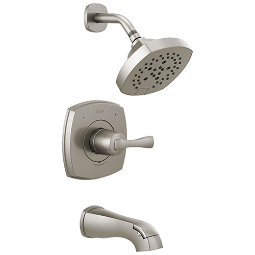 Qty (1): Delta Stryke Stainless Steel Finish 14 Series Single Handle Tub and Shower Combination Faucet Trim Kit