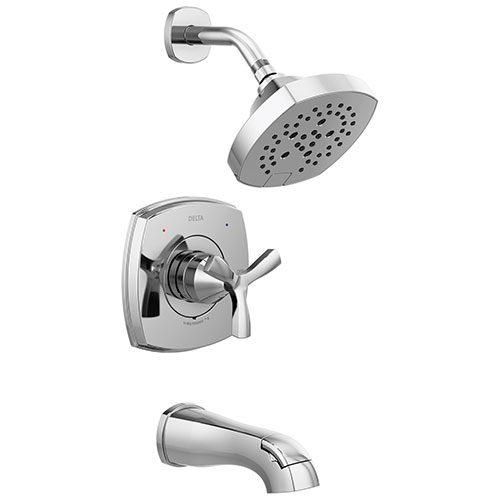 Qty (1): Delta Stryke Chrome Finish 14 Series Cross Handle Tub and Shower Combination Faucet Trim Kit