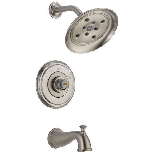 Qty (1): Delta Cassidy Monitor 14 Series H2Okinetic Tub & Shower Trim Less Handle in Stainless Steel Finish