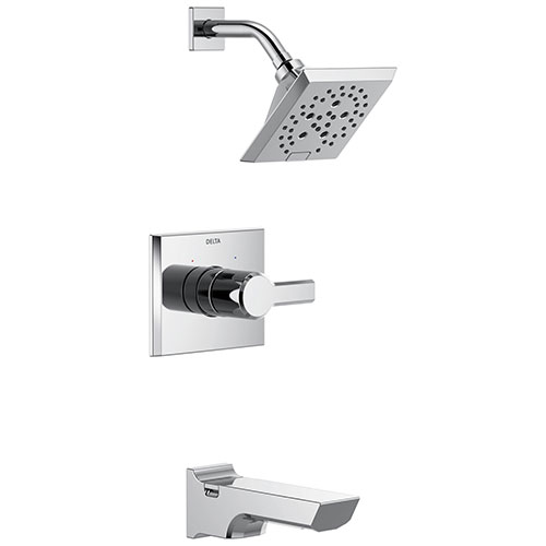 Delta Pivotal Chrome Finish Tub and Shower Combination Faucet Includes Monitor 14 Series Cartridge, Handle, and Valve without Stops D3423V