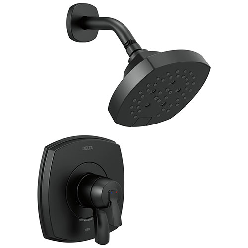 Delta Stryke Matte Black Finish Monitor 17 Series Shower Only Faucet Includes Handles, Cartridge, and Valve without Stops D3367V