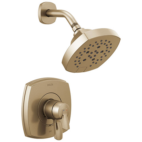 Delta Stryke Champagne Bronze Finish Monitor 17 Series Shower Only Faucet Includes Handles, Cartridge, and Valve without Stops D3365V