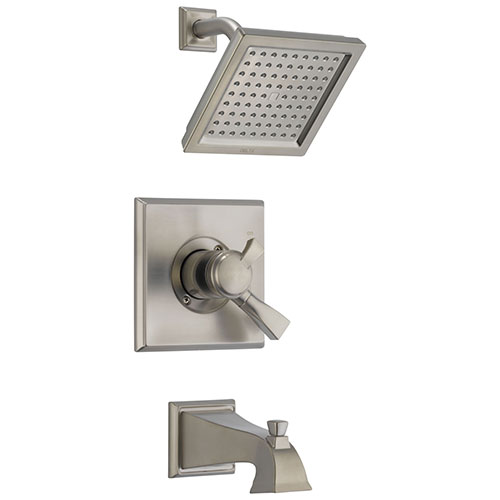 Qty (1): Delta Dryden Stainless Steel Finish Monitor 17 Series Water Efficient Tub Shower Combo Faucet Trim Kit