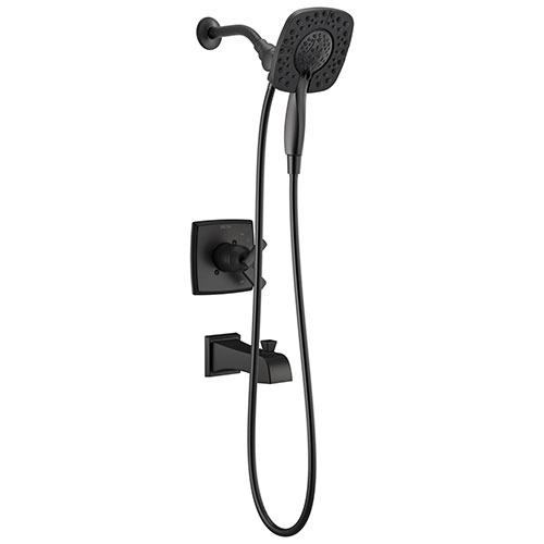 Qty (1): Delta Ashlyn Matte Black Finish Monitor 17 Series In2ition Showerhead Hand Shower and Tub Spout Combo Trim Kit
