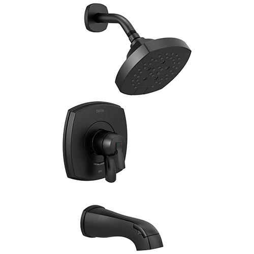Qty (1): Delta Stryke Matte Black Finish 17 Series Tub and Shower Combo Faucet Trim Kit