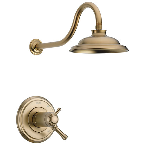 Qty (1): Delta Cassidy Champagne Bronze Finish TempAssure 17T Series Water Efficient Shower only Faucet Trim Kit