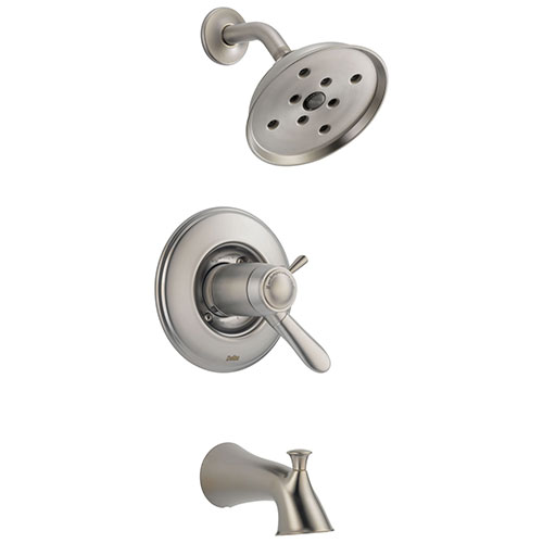 Delta Lahara Stainless Steel Finish Monitor 17T Series Tub and Shower Faucet Combo Trim Kit (Requires Valve) DT17T438SSH2O