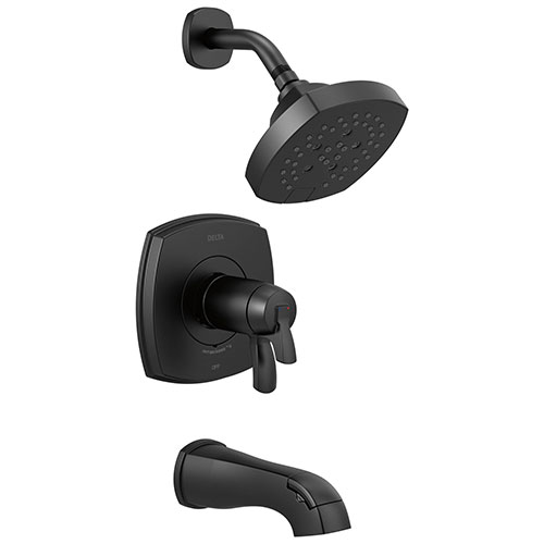 Qty (1): Delta Stryke Matte Black Finish 17T Thermostatic Tub and Shower Faucet Combination Trim Kit