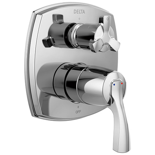 Delta Stryke Chrome Finish 14 Series Shower System Control with 3 Function Integrated Cross Handle Diverter Includes Valve and Handles D3770V