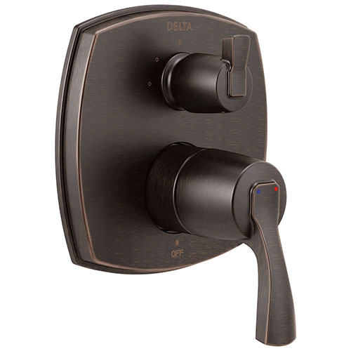 Delta Stryke Venetian Bronze Finish 14 Series Shower System Control with 3 Function Integrated Lever Handle Diverter Includes Valve and Handles D3767V