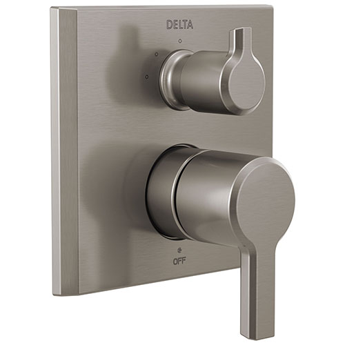 Delta Pivotal Stainless Steel Finish 14 Series Shower Faucet System Control with 3-Setting Integrated Diverter Includes Valve and Handles D3759V