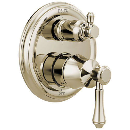 Qty (1): Delta Cassidy Polished Nickel Finish Traditional Monitor 14 Series Shower Control Valve Trim Kit with 6 Setting Integrated Diverter