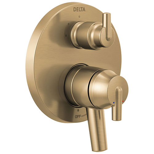 Delta Trinsic Champagne Bronze Contemporary Shower Faucet System Control with 3-Setting Integrated Diverter Includes Valve and Handles D3736V