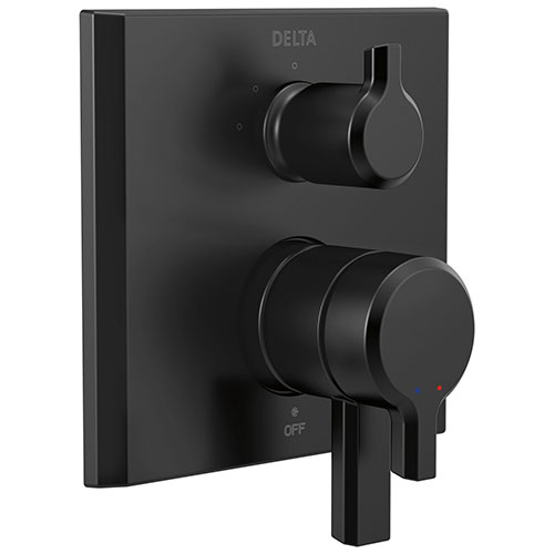 Qty (1): Delta Pivotal Matte Black Finish Monitor 17 Series Shower Control Trim Kit with 3 Function Integrated Diverter