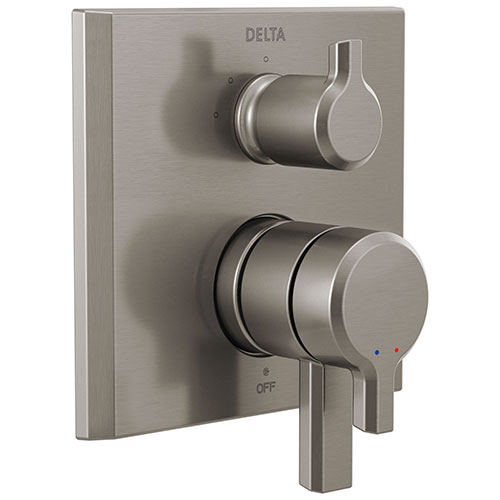 Qty (1): Delta Pivotal Stainless Steel Finish 17 Series Shower Control Trim Kit with 3 Function Integrated Diverter