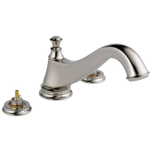 Qty (1): Delta Cassidy Roman Tub Trim Low Arc Spout Less Handles in Polished Nickel