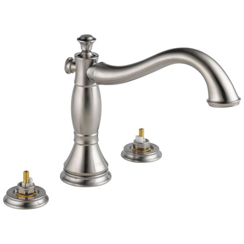 Qty (1): Delta Cassidy Roman Tub Trim Less Handles in Stainless Steel Finish