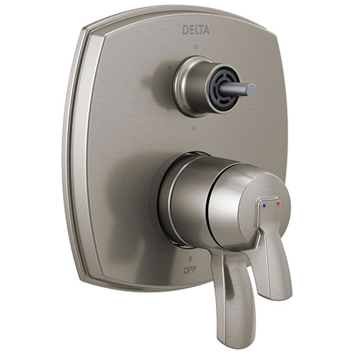 Qty (1): Delta Stryke Stainless Steel Finish 17 Series Integrated Diverter Shower Control Trim Kit with Six Function Diverter Less Diverter Handle