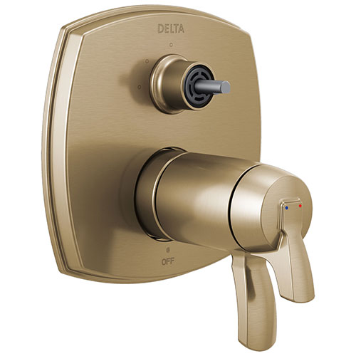 Qty (1): Delta Stryke Champagne Bronze Finish 17 Thermostatic Integrated Diverter Shower Control Trim Kit with Three Function Diverter Less Diverter Handle