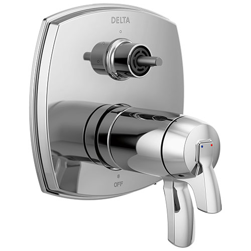 Qty (1): Delta Stryke Chrome Finish 17 Thermostatic Integrated Diverter Shower Control Trim Kit with Three Function Diverter Less Diverter Handle