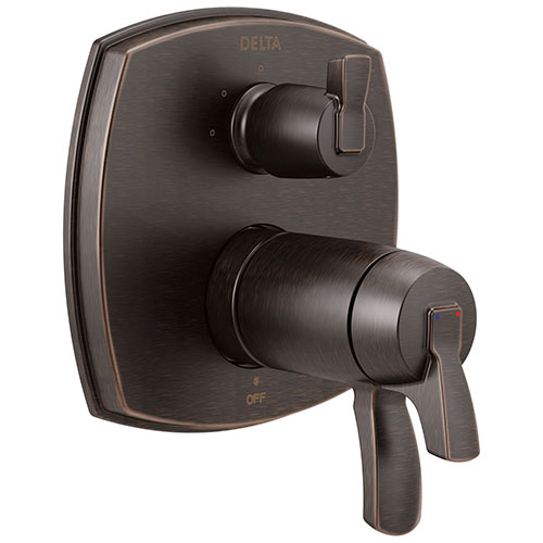 Delta Stryke Venetian Bronze Finish 3-setting Integrated Lever Handle Diverter Thermostatic Shower System Control Includes Valve and Handles D3683V