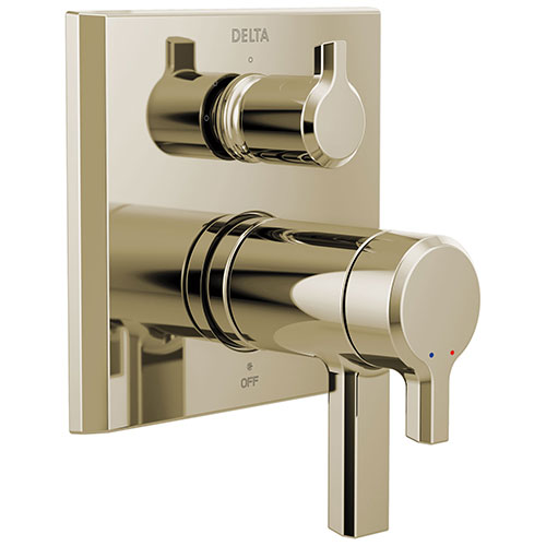 Delta Pivotal Modern Polished Nickel Finish Thermostatic Shower System Control with 3-Setting Integrated Diverter Includes Valve and Handles D3676V
