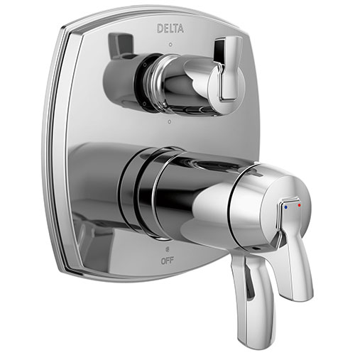 Delta Stryke Chrome Finish 17T Thermostatic Shower System Control with 6 Function Integrated Diverter Includes Valve and Handles D3664V
